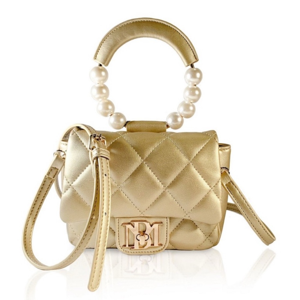 BADGLEY MISCHKA - Women's Metallic Gold Mini Flap Quilted Handbag